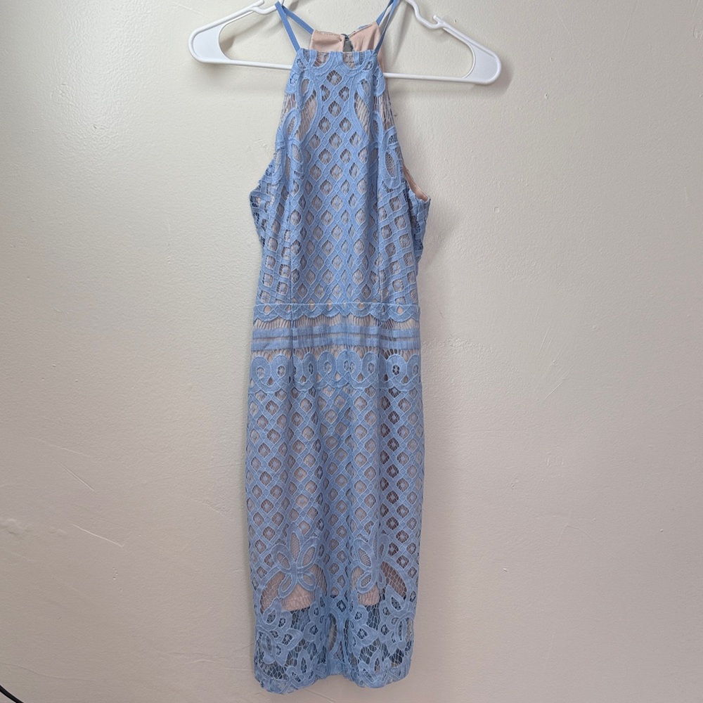 Lulu's Sky Blue Lace Midi Dress